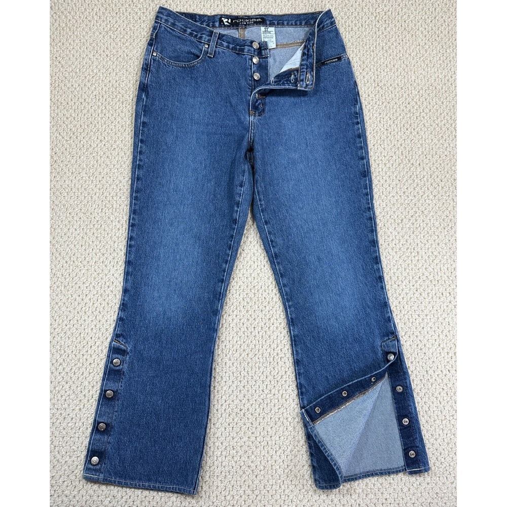 Vtg Rockies Western Jean Women (13) 32x30 Bareback Button Fly Snap Ankle Bootcut